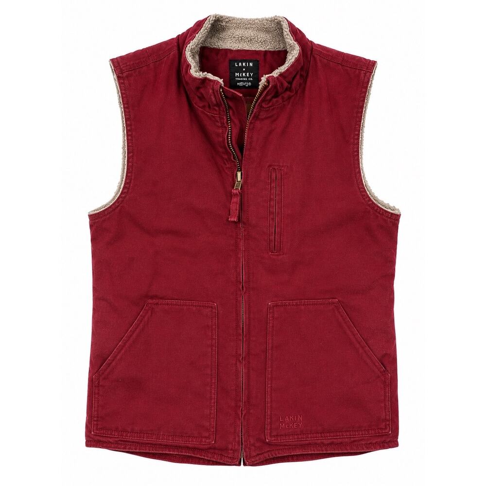 Lakin McKey Red Sherpa Work Vest Womens Small 36 Barn Chore Western Y2K Gorpcore